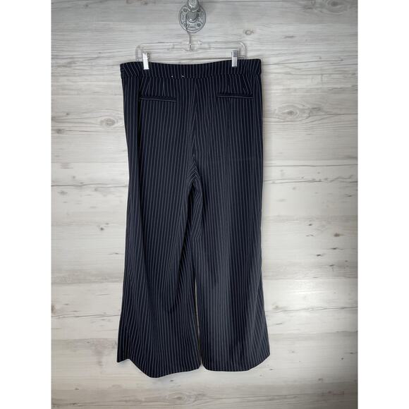Roz & Ali Pants Womens 16 Black Pinstripe Wide Leg Dress Trousers Stretch Work - Picture 6 of 10